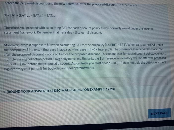 numbers for my exam due tonight before the proposed discount) and the