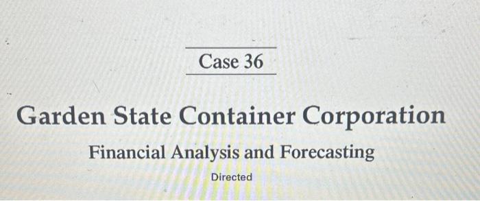 results of your calculations in Question 1. prepare a list of Garden