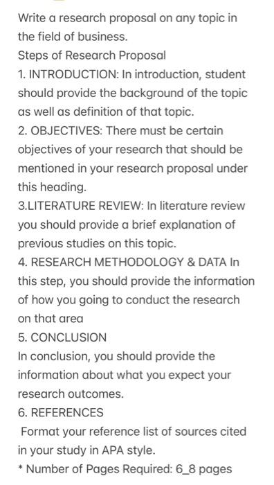  Write a research proposal on any topic in the field of