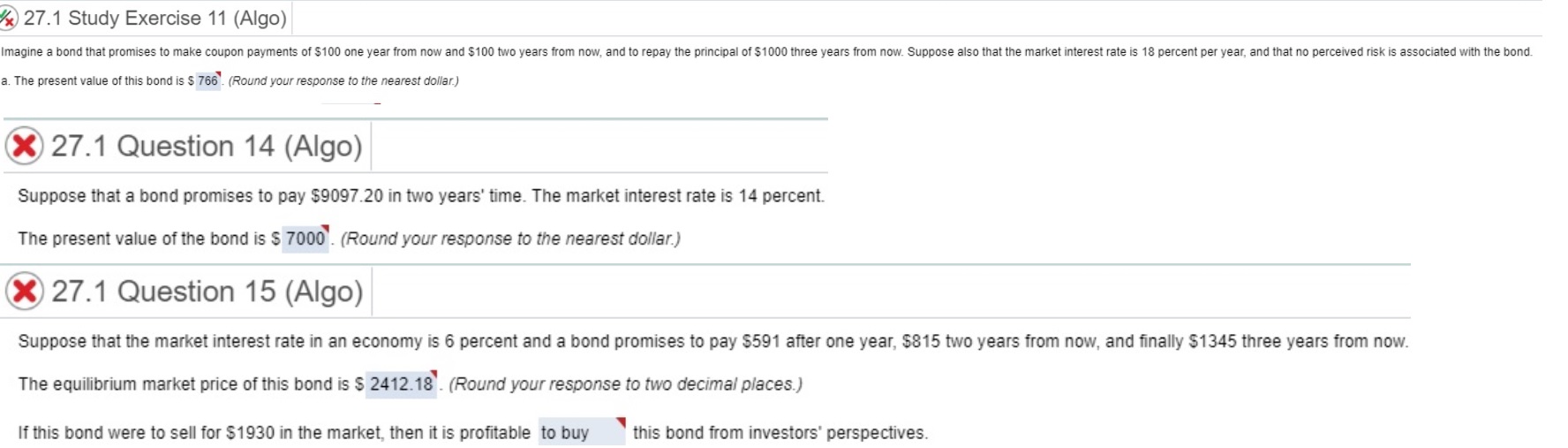 Need help. Please explain how to calculate it. x 27.1 Study Exercise