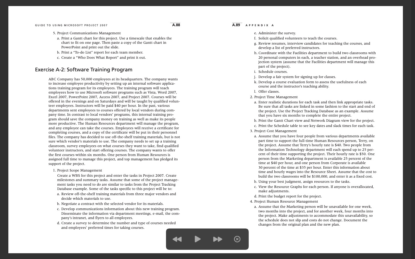  GUIDE TO USING MICROSOFT PROJECT 2007 A.88 A.89 APPENDIX A 5.
