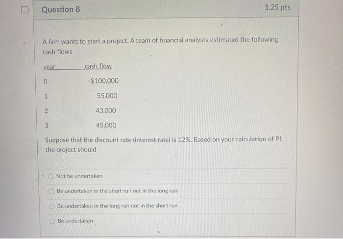 following cash flows year cash flow 0 -$100,000 1 55,000 2. 43,000