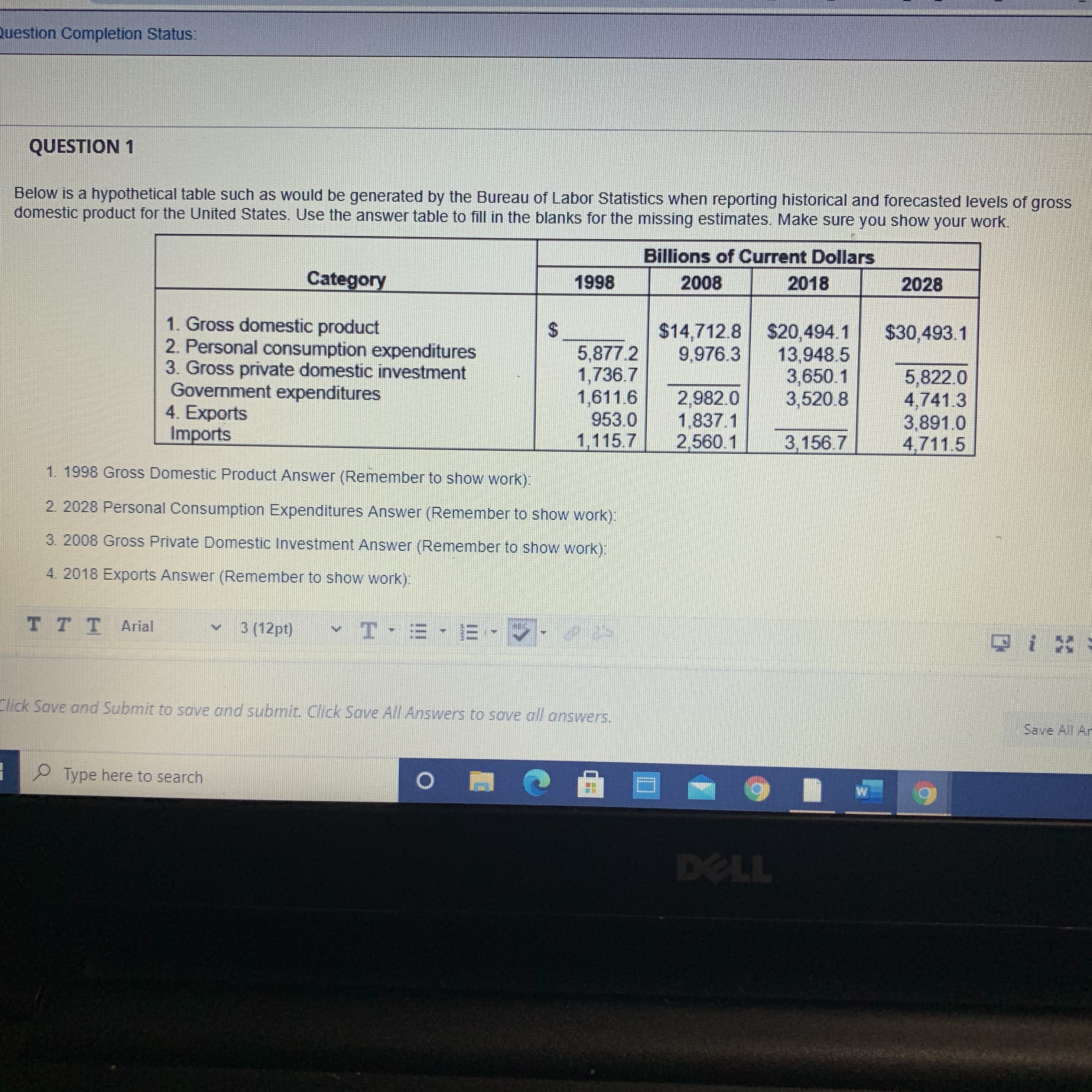 1 Below is a hypothetical table such as would be generated by