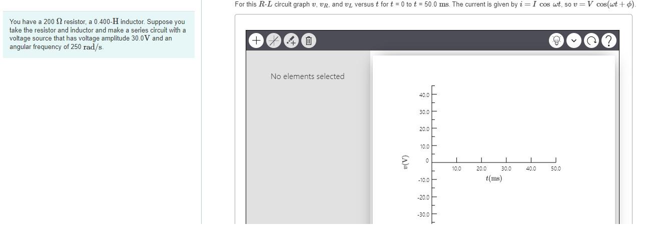 For this R-L circuit graph v, up, and vr versus t
