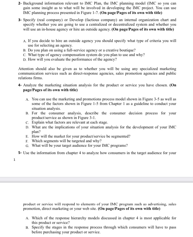 2- Background information relevant to IMC Plan, the IMC planning model