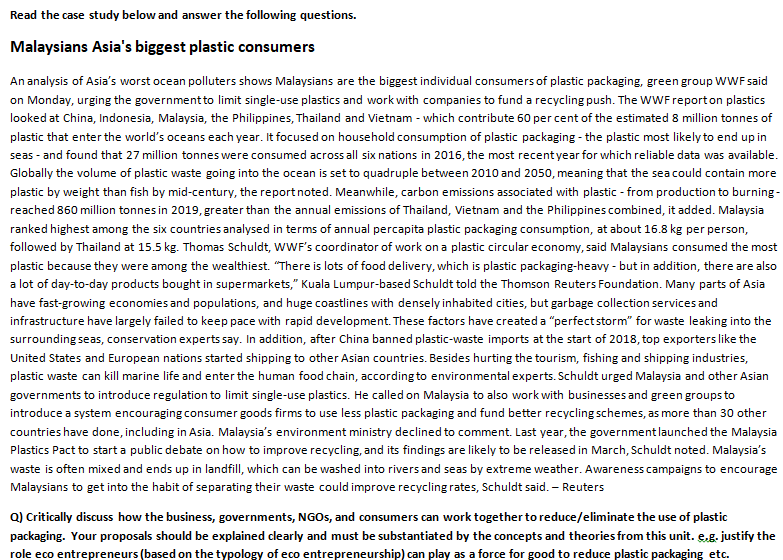 Read the case study below and answer the following questions. Malaysians