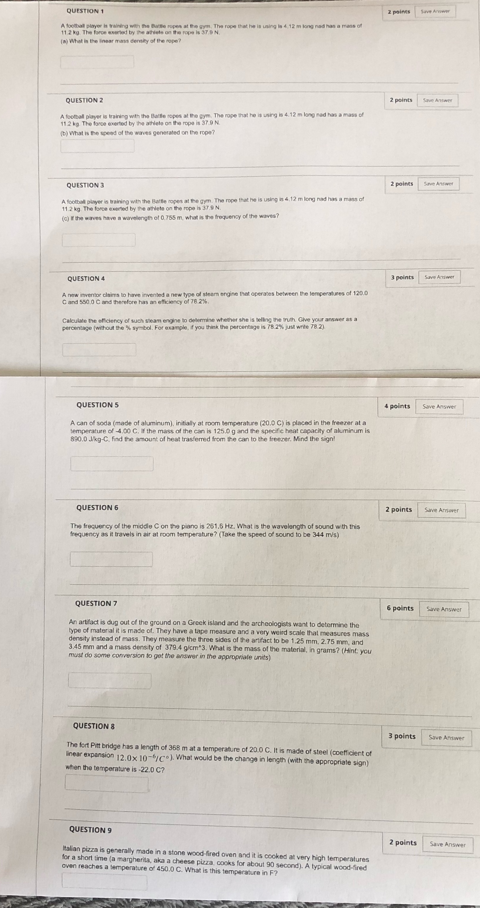 QUESTION 1 2 points Save Answer A football player is training