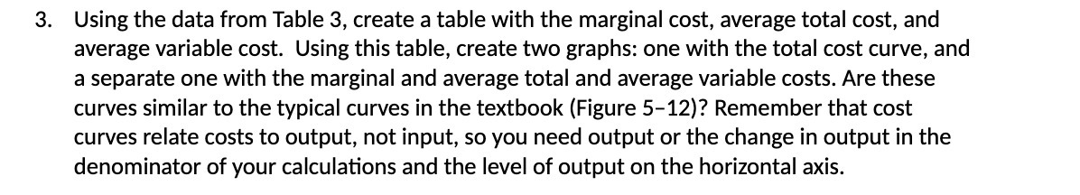Using the data from Table 3, create a table with the