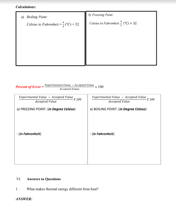 Scale Value Value Obtained Value for Value for Obtained for for Boiling