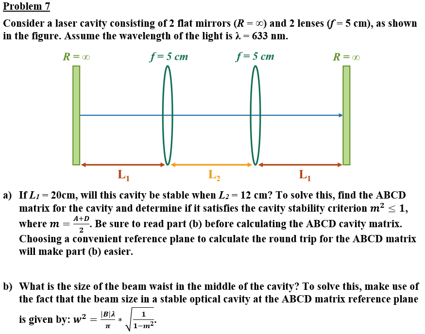 Problem 7 Consider a laser cavity consisting of 2 flat mirrors