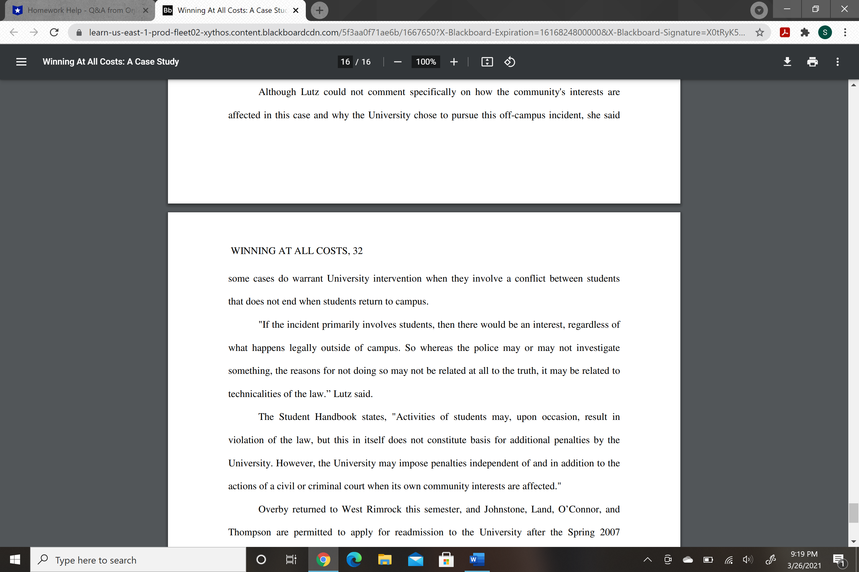 such he firmly held that institutions of learning should care about their