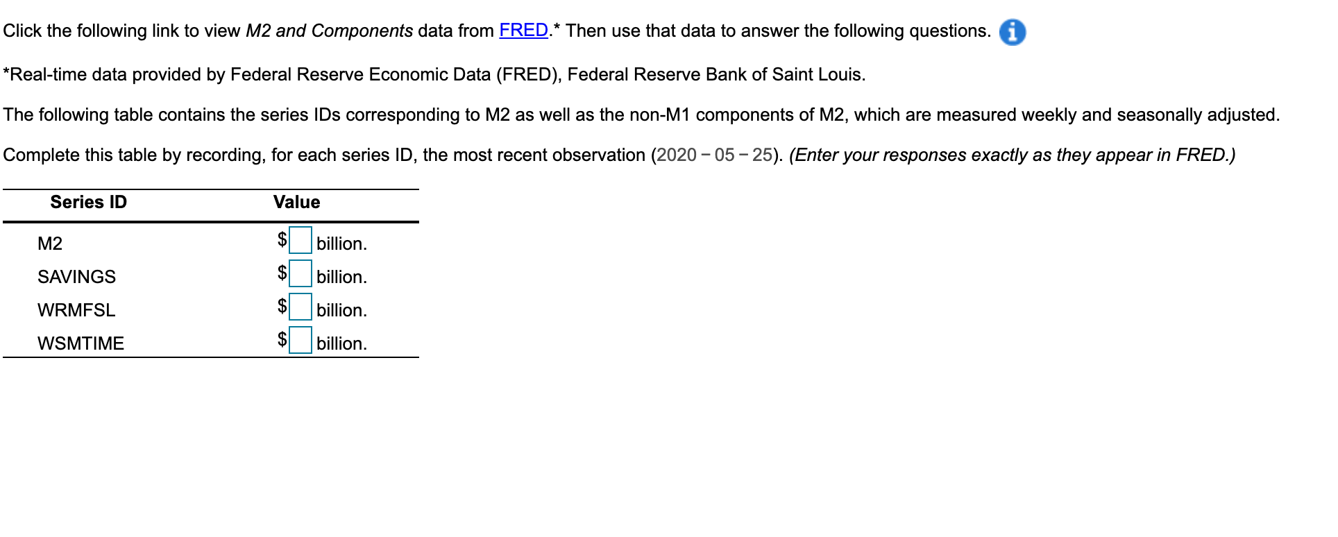https://fred.stlouisfed.org/categories/29 link for question attached Click the following link to view M2