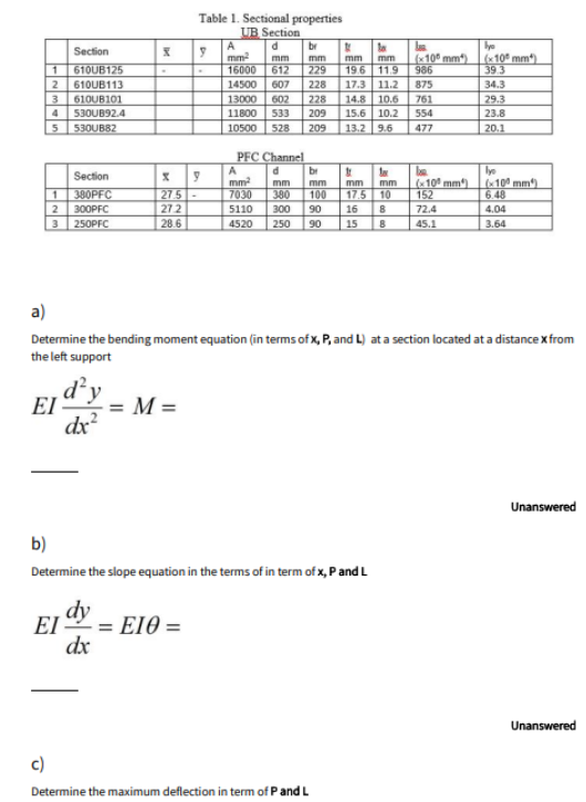 welding a PFC Channel2 and a universal beam (UB) Section2 (See Table