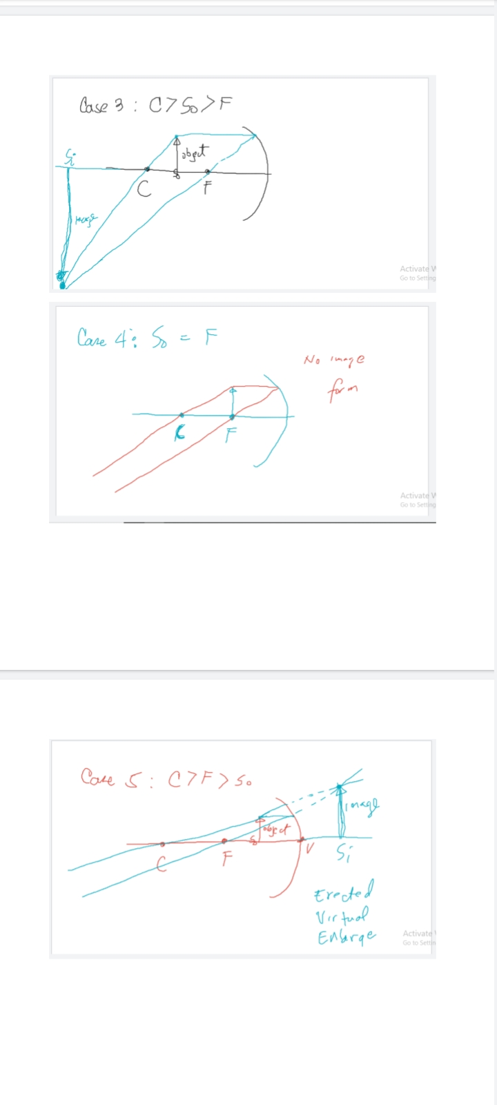 . . Concave mirror Case : 50 7 C 7 F inverted