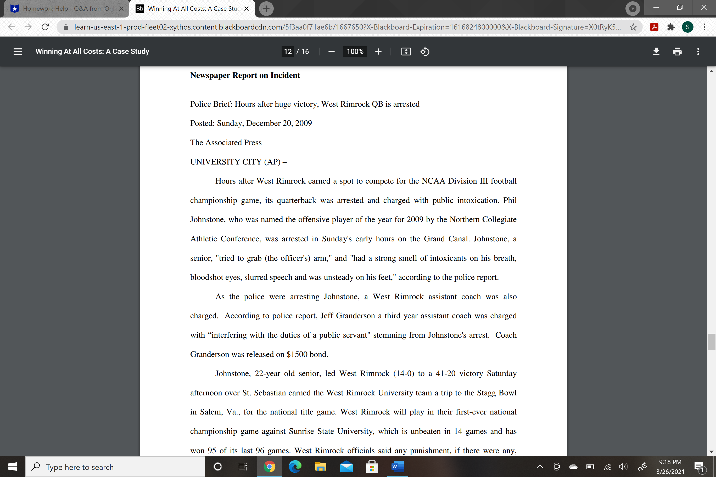 Background West Rirnrock University is a small, private, liberal arts institution located