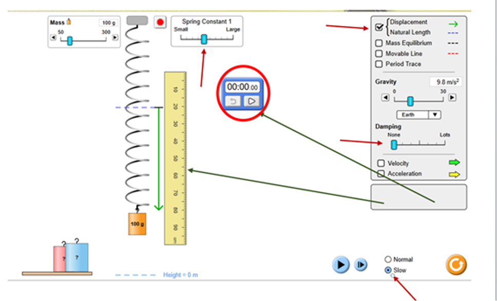 small box on the rightStretch the spring (if you haven't hit the