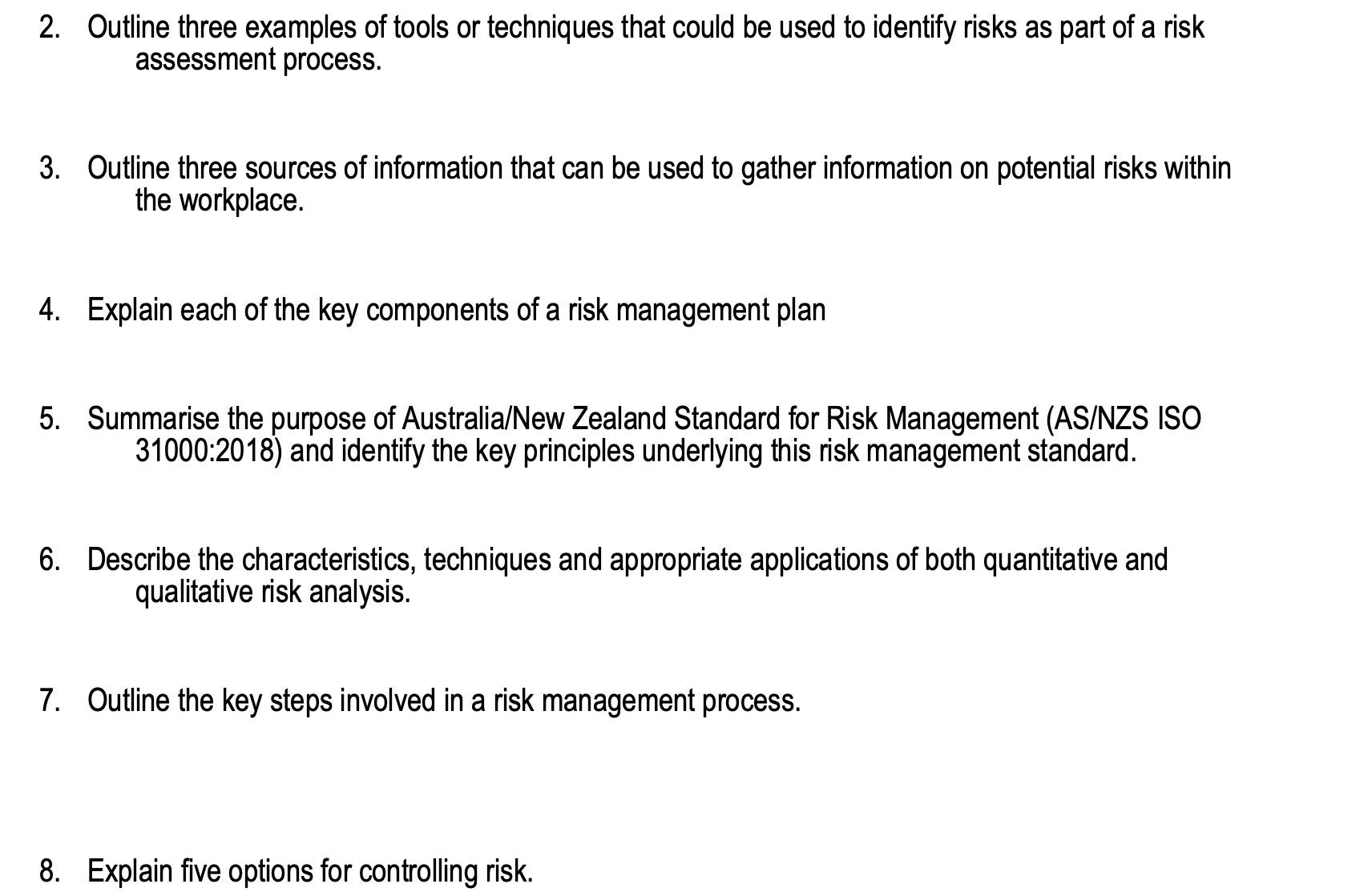  . Outline three examples of tools or techniques that could be