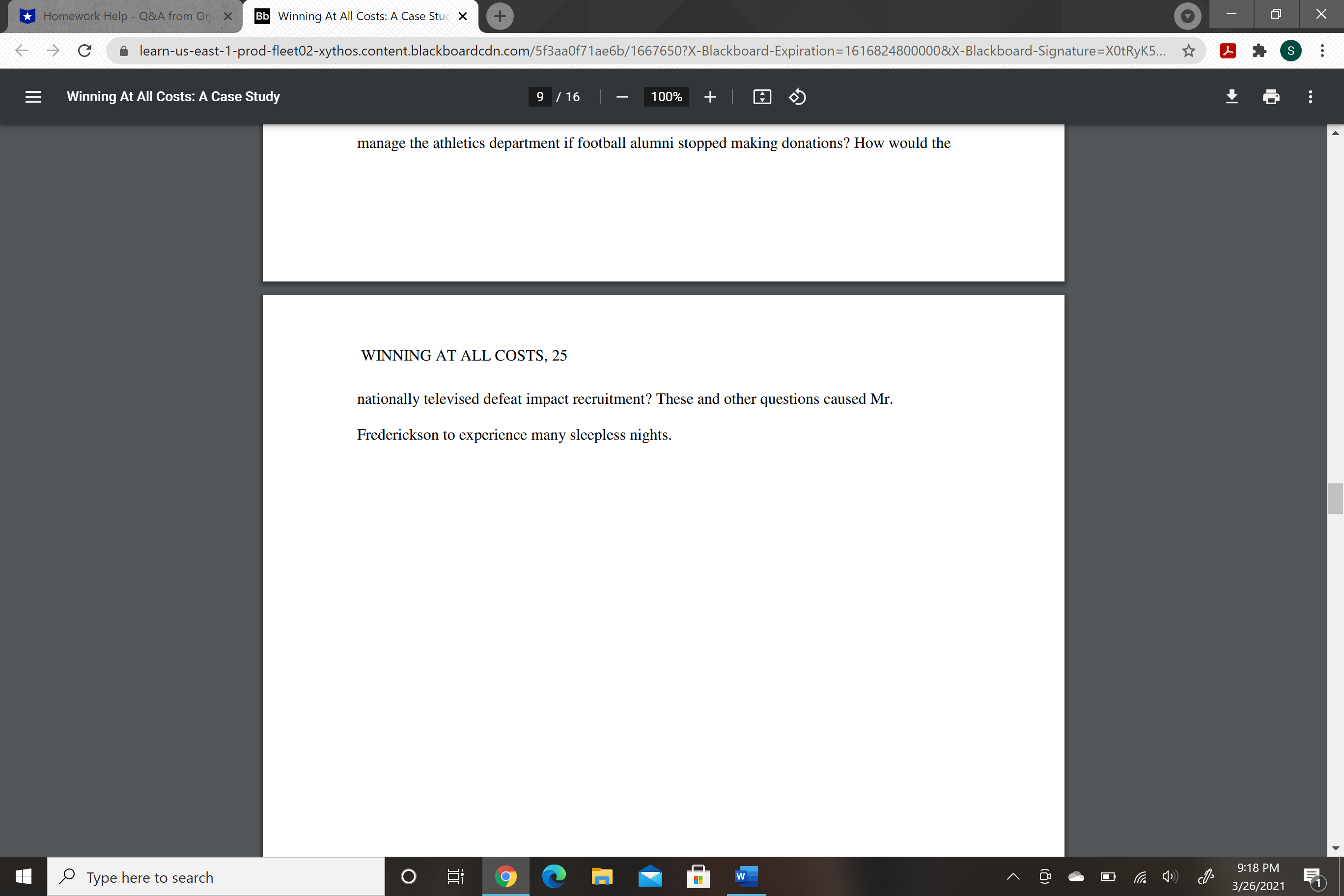 6 9 C' i |earn>useast-1-prod-f|eet02xythos.content,blackboardcdncom/5f3aa0f71aeGb/l667650?X-Blackboard-Expiration:16168248000008LX-Blackboard-Signature=XOtRyK5... * e 3 Winning At All Costs:
