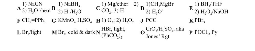 What do these reagents do in a reaction? 1) Mg/ ether CO2;3)H+