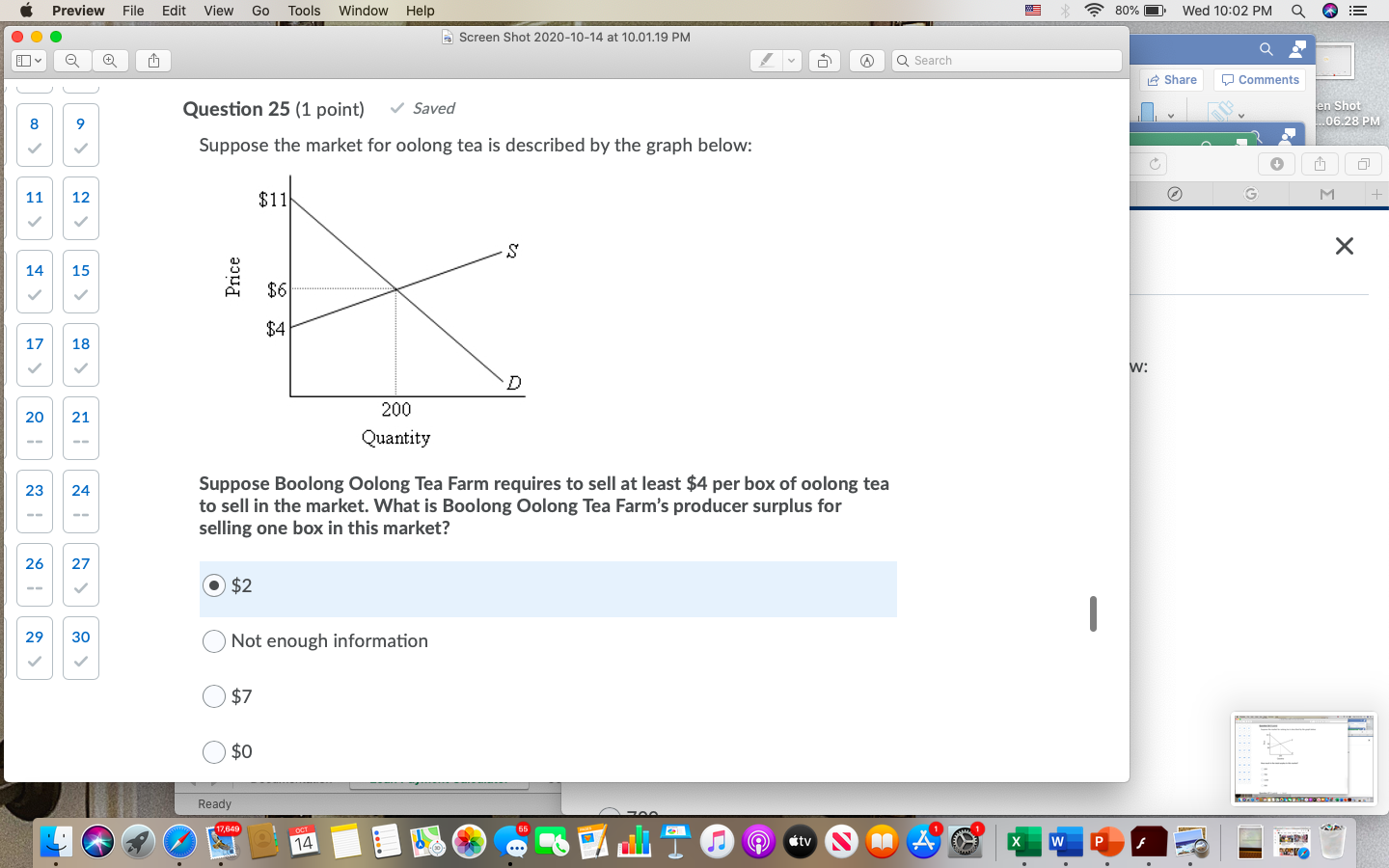 Comments 8 9 Question 24 (1 point) en Shot Suppose the market