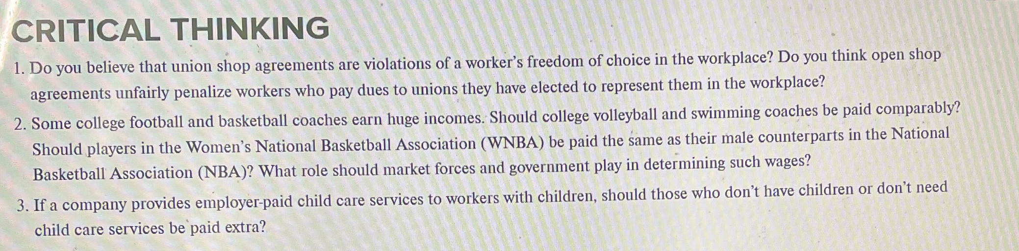  CRIT'ICALTHINKING .' ' z . '. J. Do you believe that