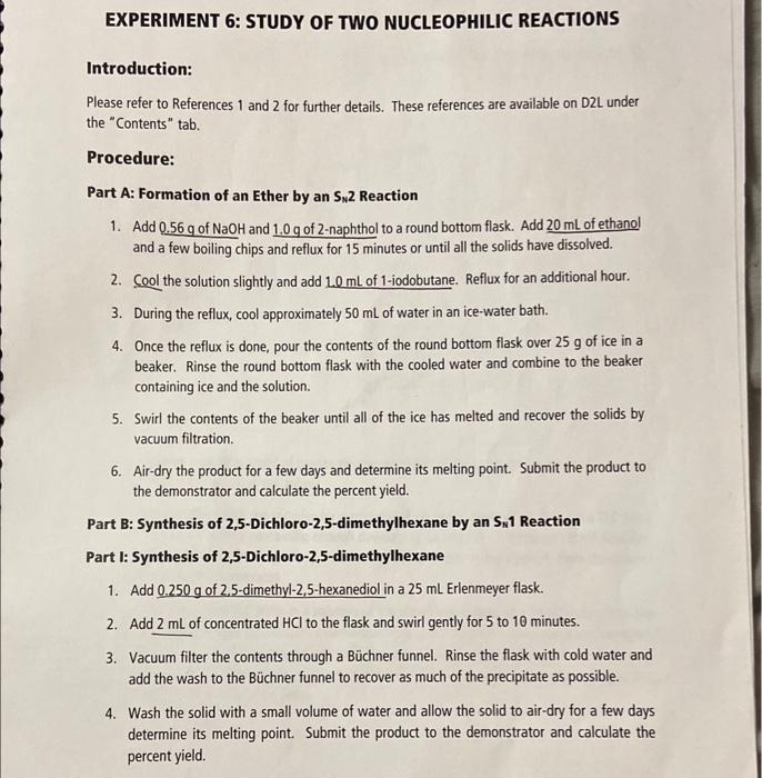 the purification process of the products for both types of SN reactions.