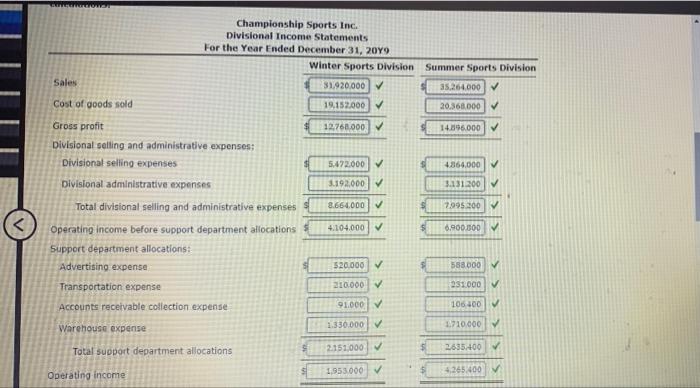 Goods Sold-Winter Sports Division 19,152,000 Cost of Goods Sold-Summer Sports Division 20,368,000