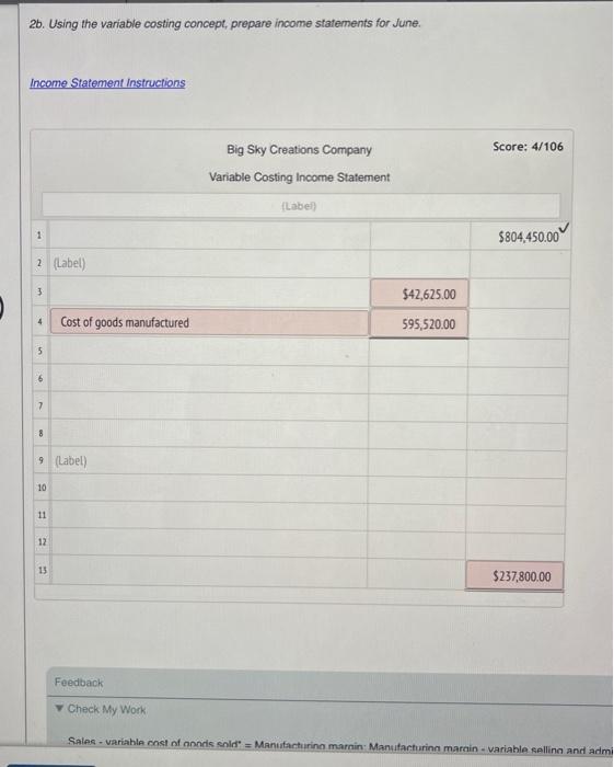 (2), did Big Siy Creations Company operate more profitably in May or