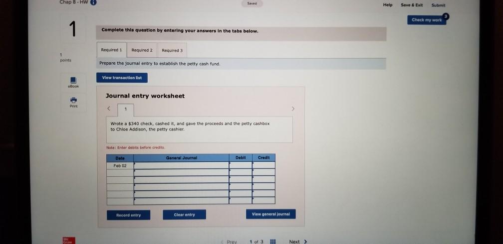 Establishing, reimbursing, and increasing petty cash LO P2 1 points eBook Nakashima