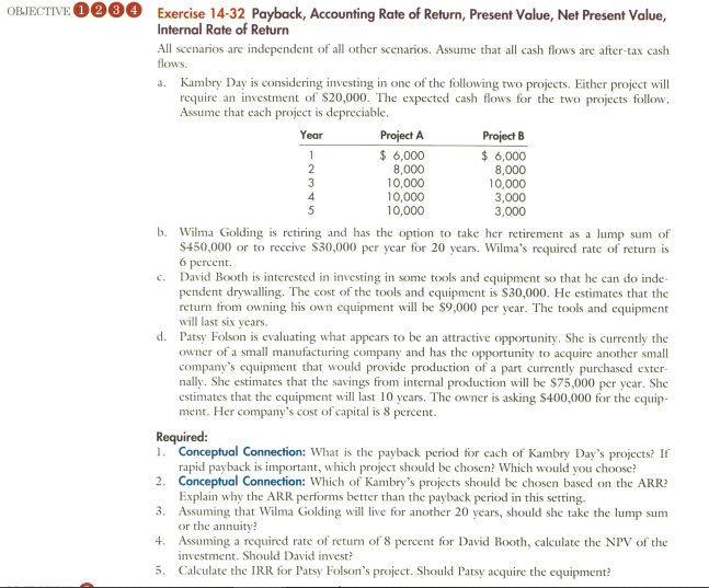  Payback, Accounting Rate of Return, Present Value, Net Present Value, Internal