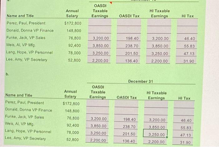 just need help with the first two please b. December 31 1