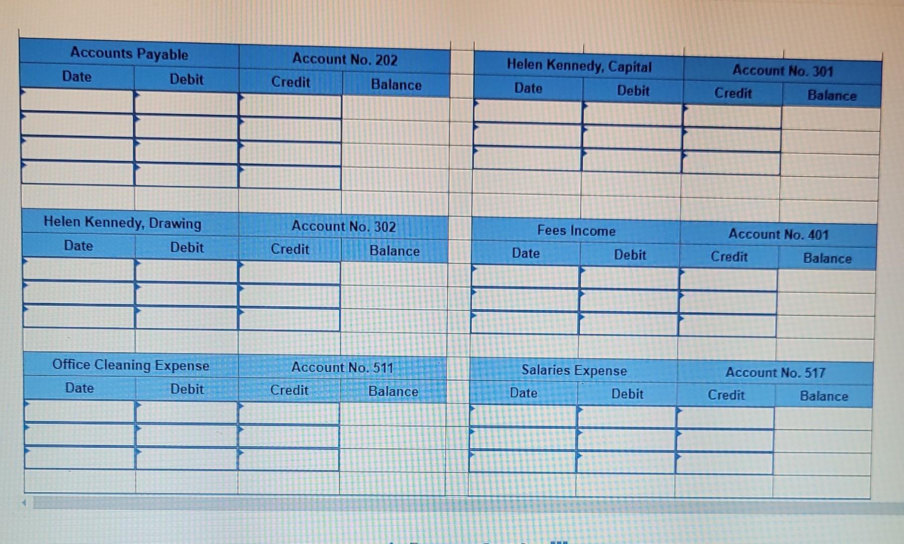 above transactions. 2. Post the above transactions to the ledger accounts. Analyze: