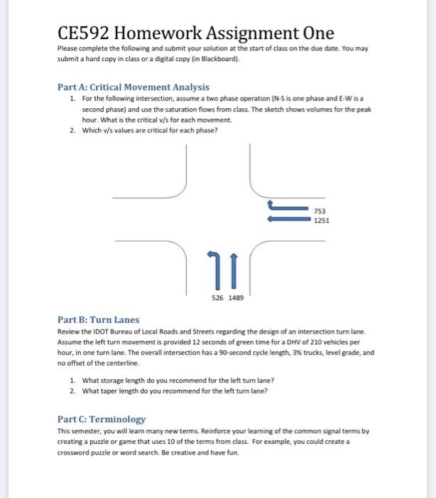 subject :-trafic signals and systems CE592 Homework Assignment One Please complete the
