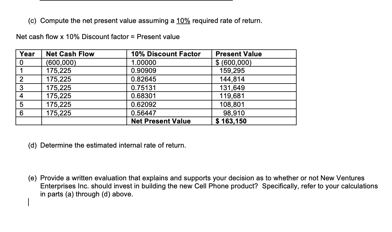 Telephone Product. production equipment which will be depreciated on a straight-line basis