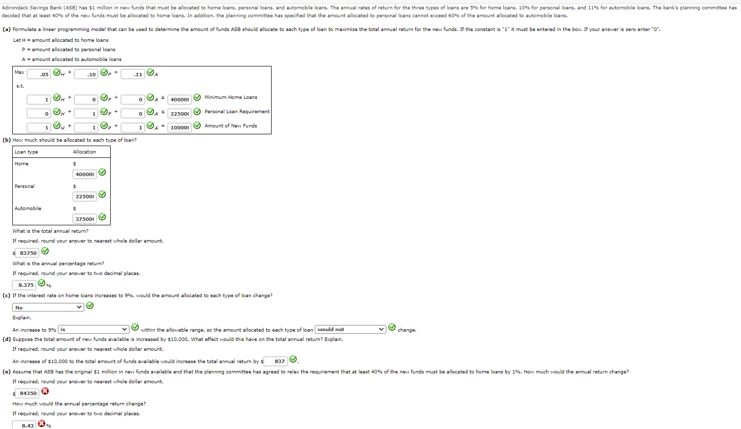 I am struggling to solver part e. here is the question and