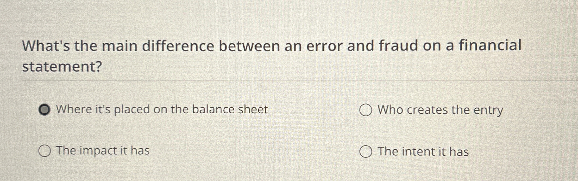  What's the main difference between an error and fraud on a