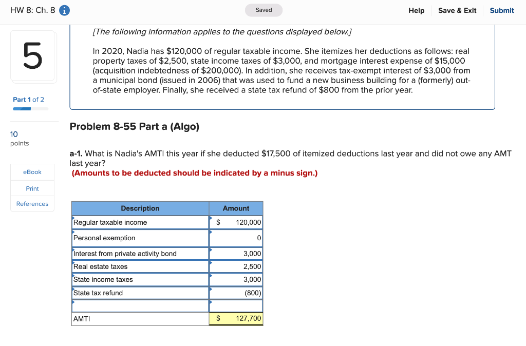 HW 8: Ch. 8 A Saved Help Save & Exit Submit