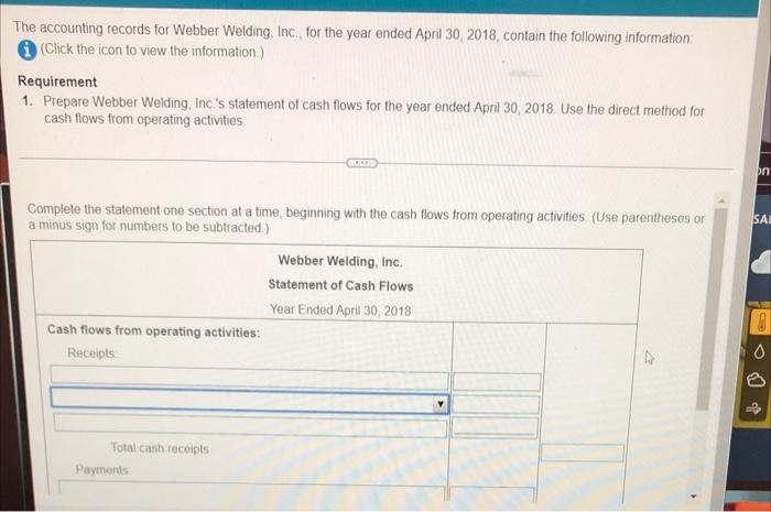 please hellpppppppp pleaseee The accounting records for Webber Welding, Inc., for the