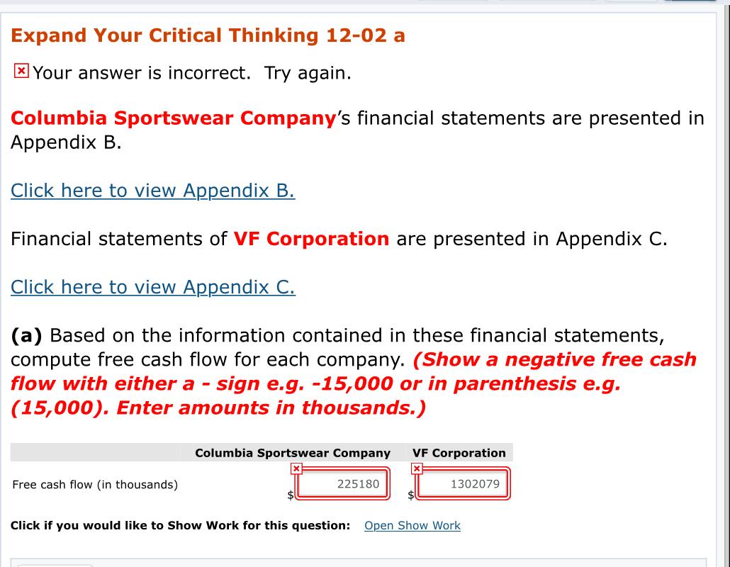  Expand Your Critical Thinking 12-02 a * Your answer is incorrect.