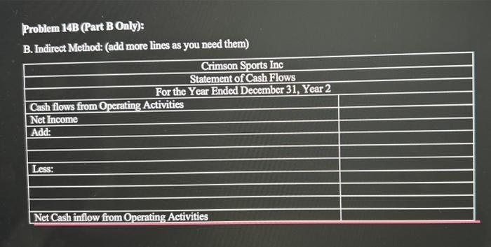 Prepare the operating activities section of the statement of cash flows using
