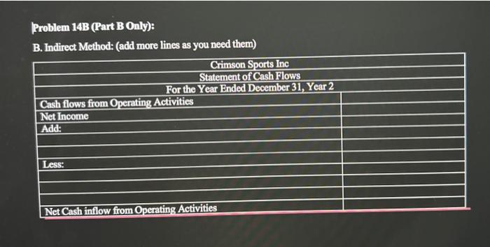the direct method. b. Prepare the operating activities section of the statement