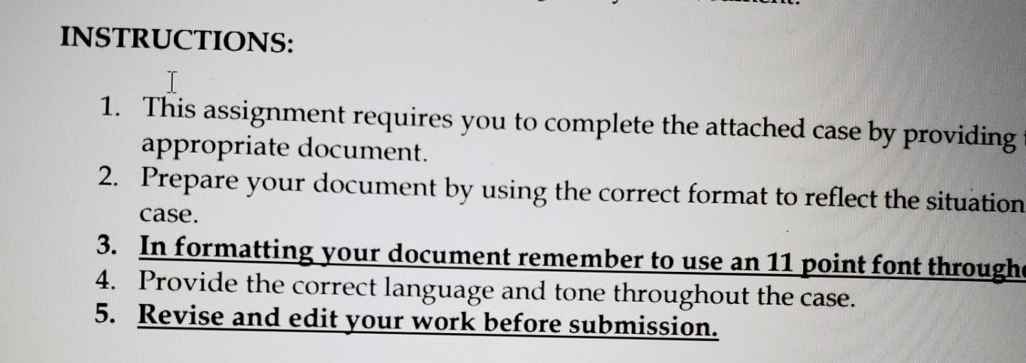 today before 12:00P.M. Help would be more appreciated. thank you CASE: The