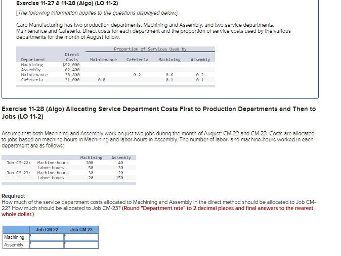 (Algo) (LO 11-2) [The following information applies to the questions displayed below]