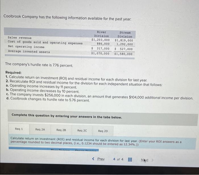 measurements, including components of the return on investment calculations Required: Help Fleetwood