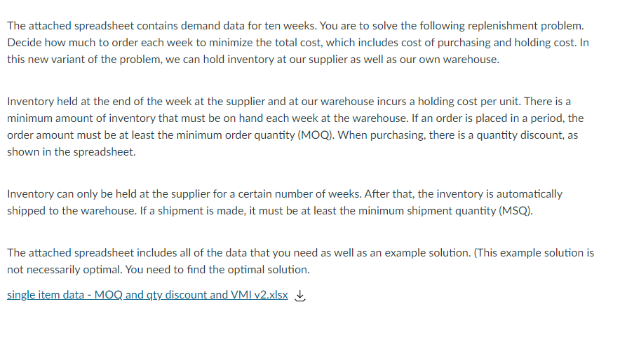 advanced replenishment problem The numbers that are listed in here are
