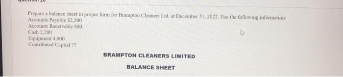  please do it in the same format Prepare a balance sheet