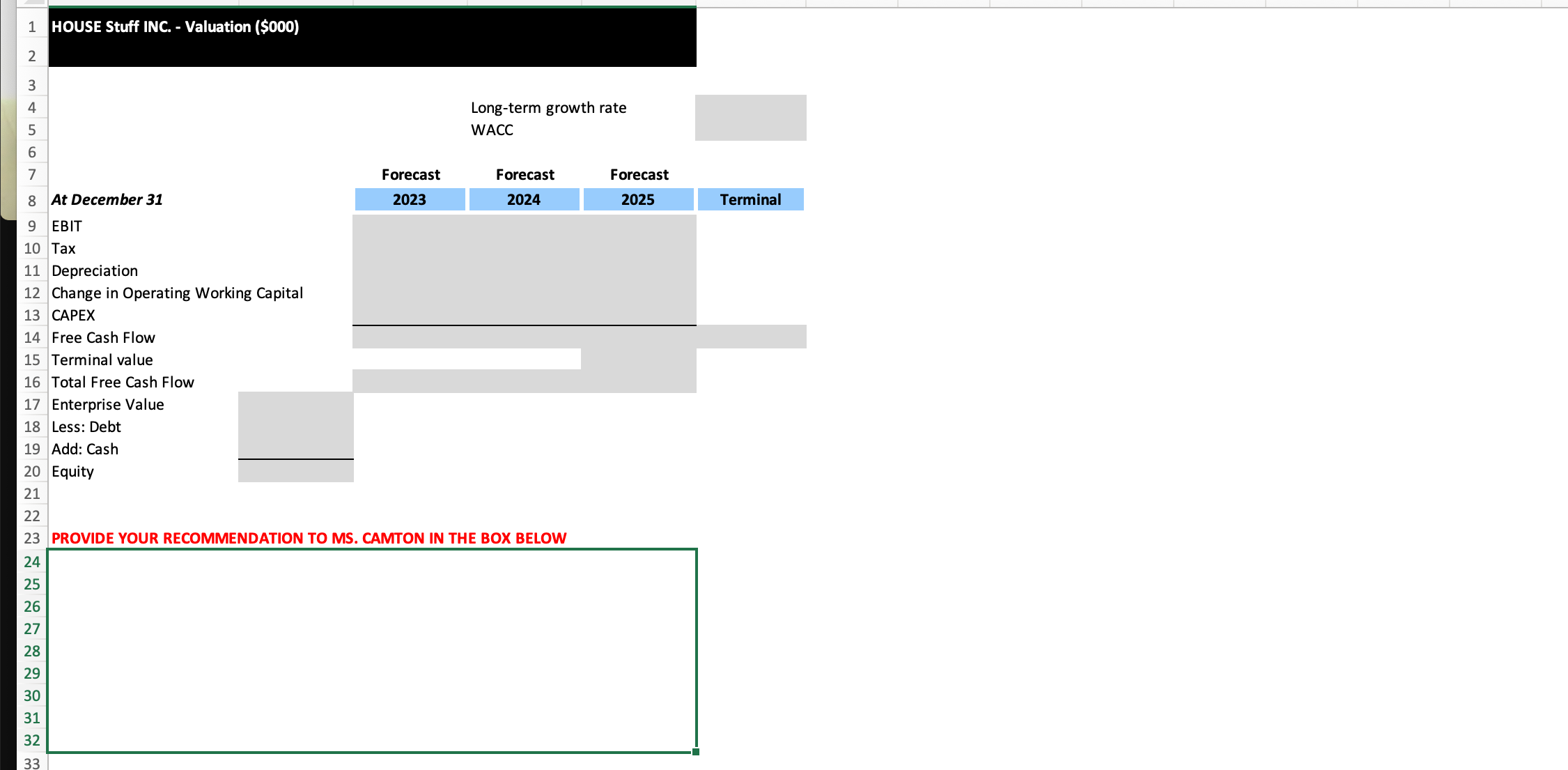 million is a reasonable price for House Stuff Inc. Case Details: ITX