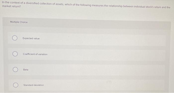 Multiple Choice O the arithmetic average of the outcomes. a measure of
