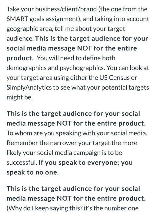 Module 4 assignment: defining an audience for a social media message