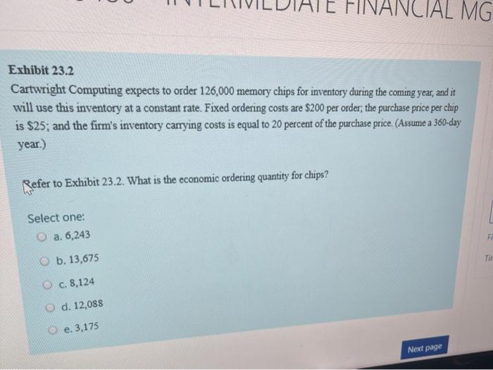  TE FINANCIAL MG Exhibit 23.2 Cartwright Computing expects to order 126,000